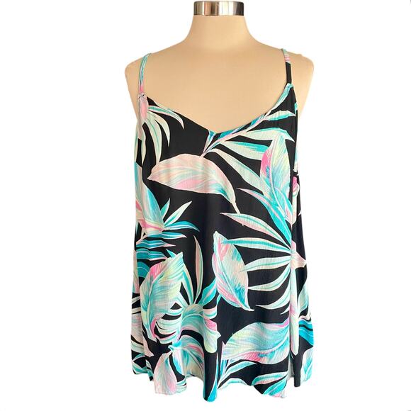 Torrid Sophie Strappy Tank Flowy Gauzy Tropical Print Size 3X Summer Vacation - Picture 1 of 7
